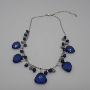 Cobalt Blue Briolettes Necklace Wire wrapped Dangles